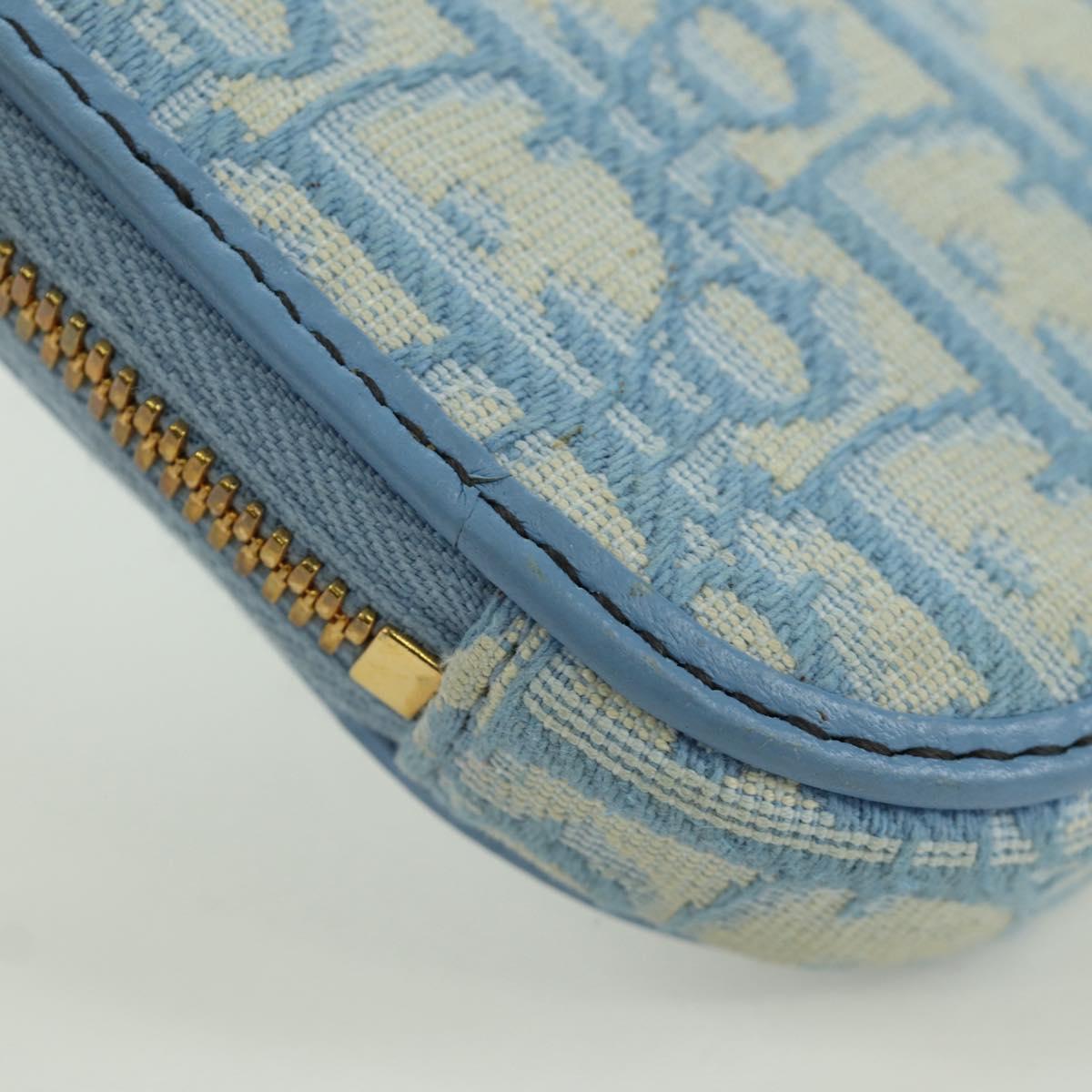 Christian Dior Trotter Canvas Phone Holder Chain 2way Light Blue Auth LNZ570SAM