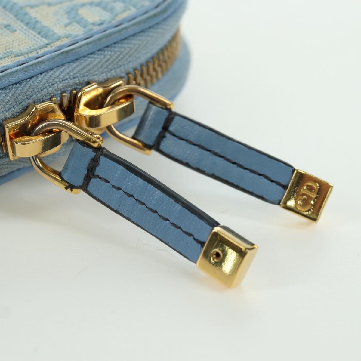 Christian Dior Trotter Canvas Phone Holder Chain 2way Light Blue Auth LNZ570SAM