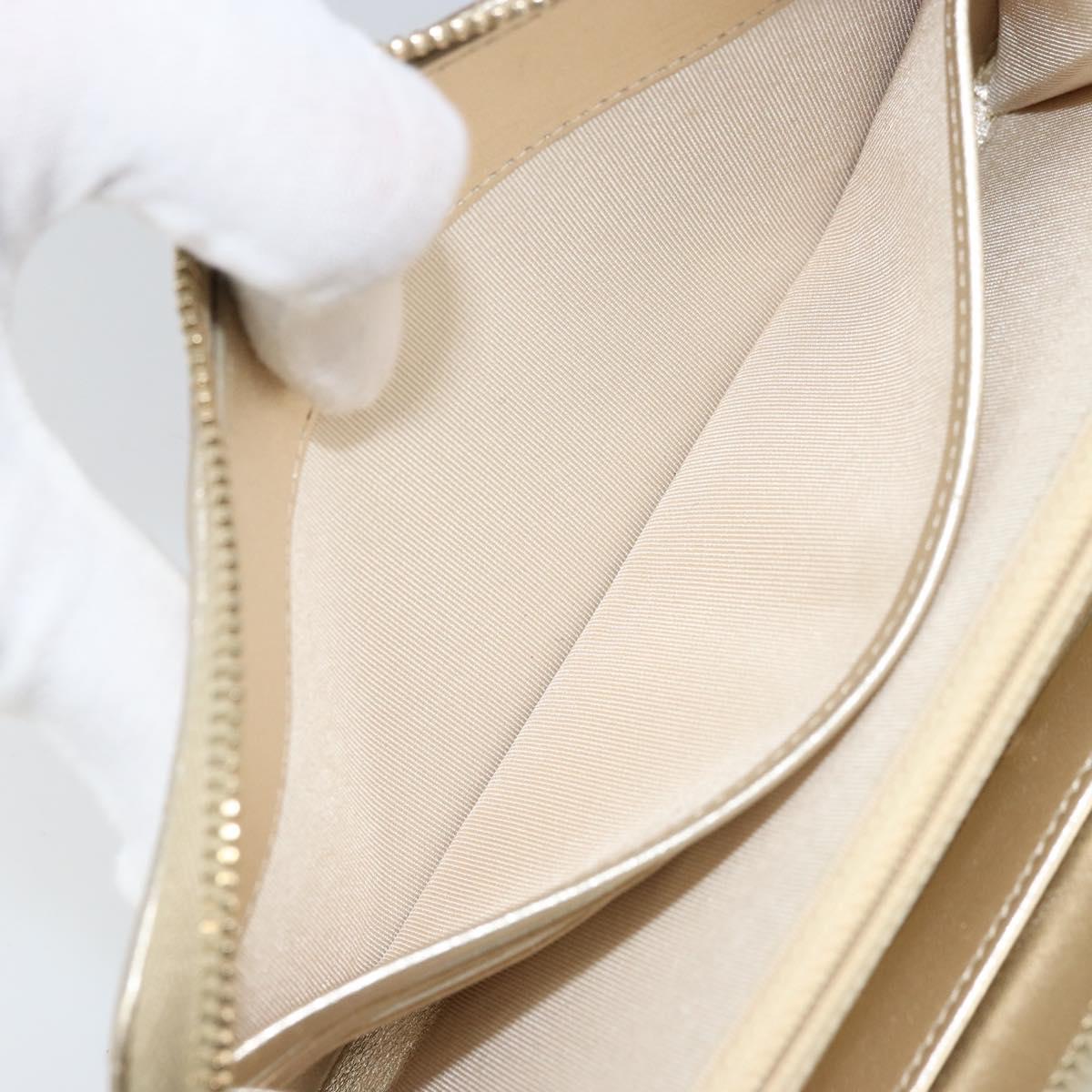 CHANEL Matelasse Long Wallet Lamb Skin Gold Tone CC Auth LNZ571V