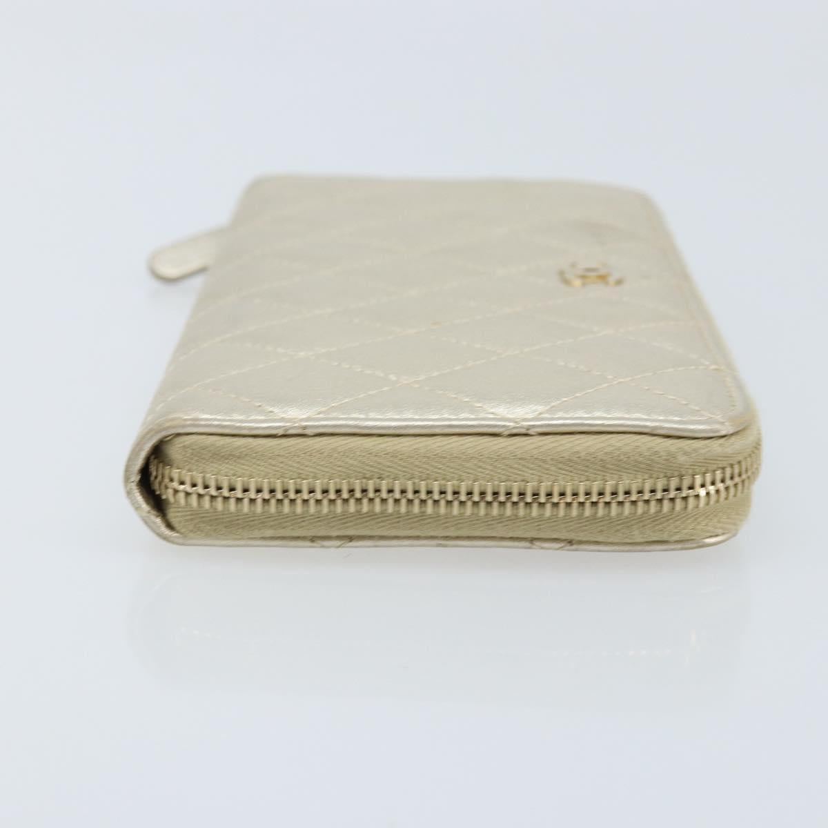 CHANEL Matelasse Long Wallet Lamb Skin Gold Tone CC Auth LNZ571V