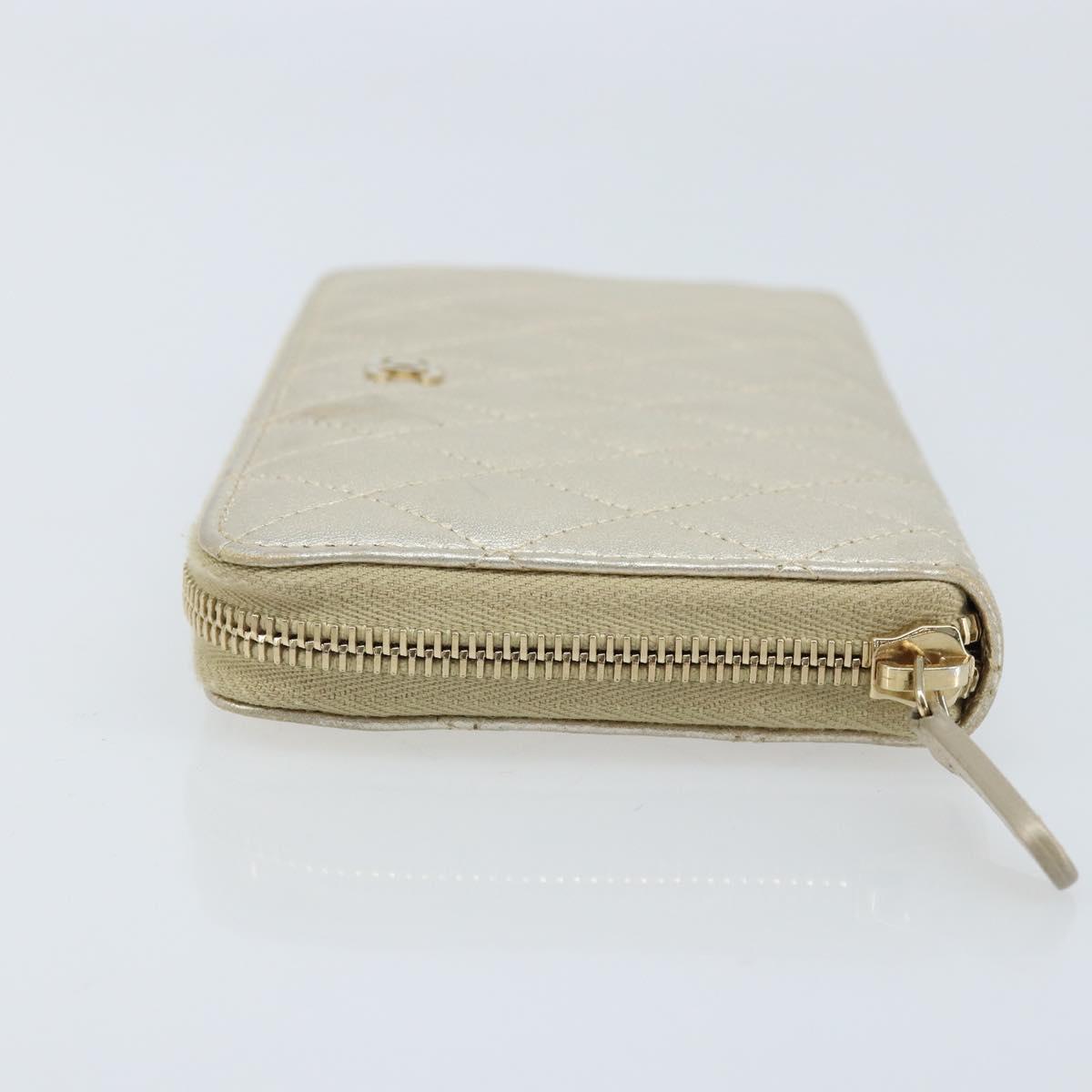 CHANEL Matelasse Long Wallet Lamb Skin Gold Tone CC Auth LNZ571V