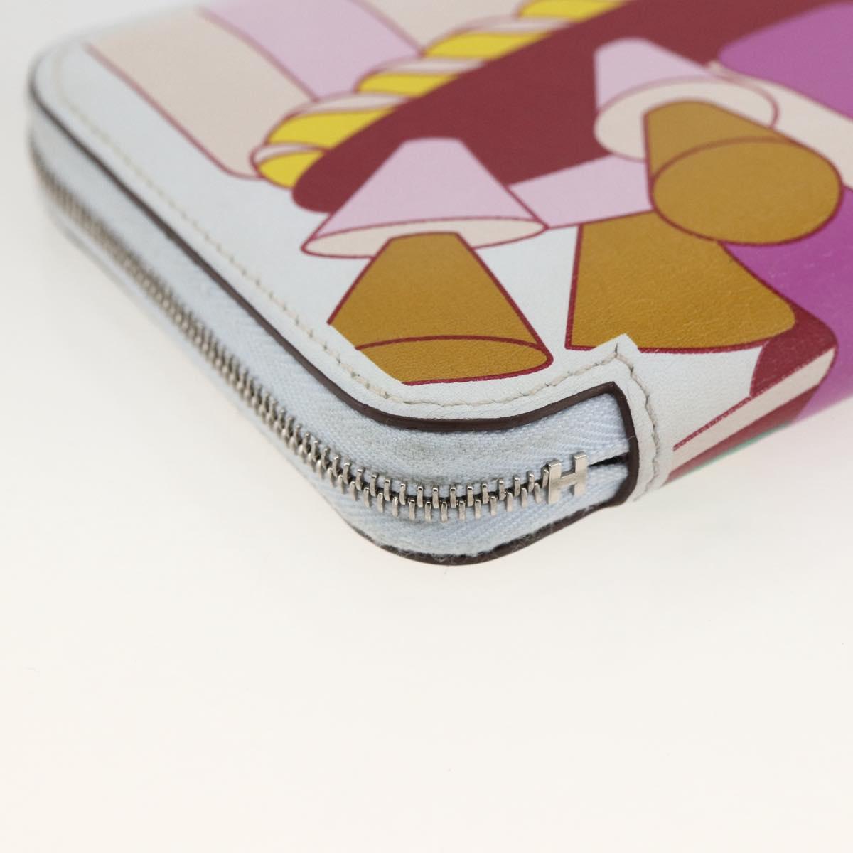 HERMES Azap Compact Silk in Wallet Leather Multicolor Silver Auth LNZ572SAM