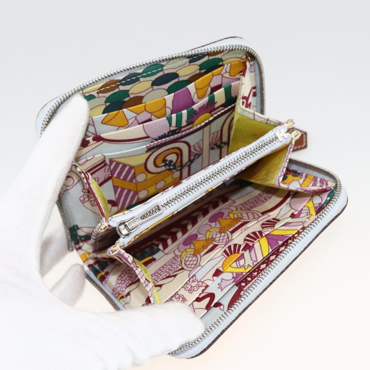 HERMES Azap Compact Silk in Wallet Leather Multicolor Silver Auth LNZ572SAM