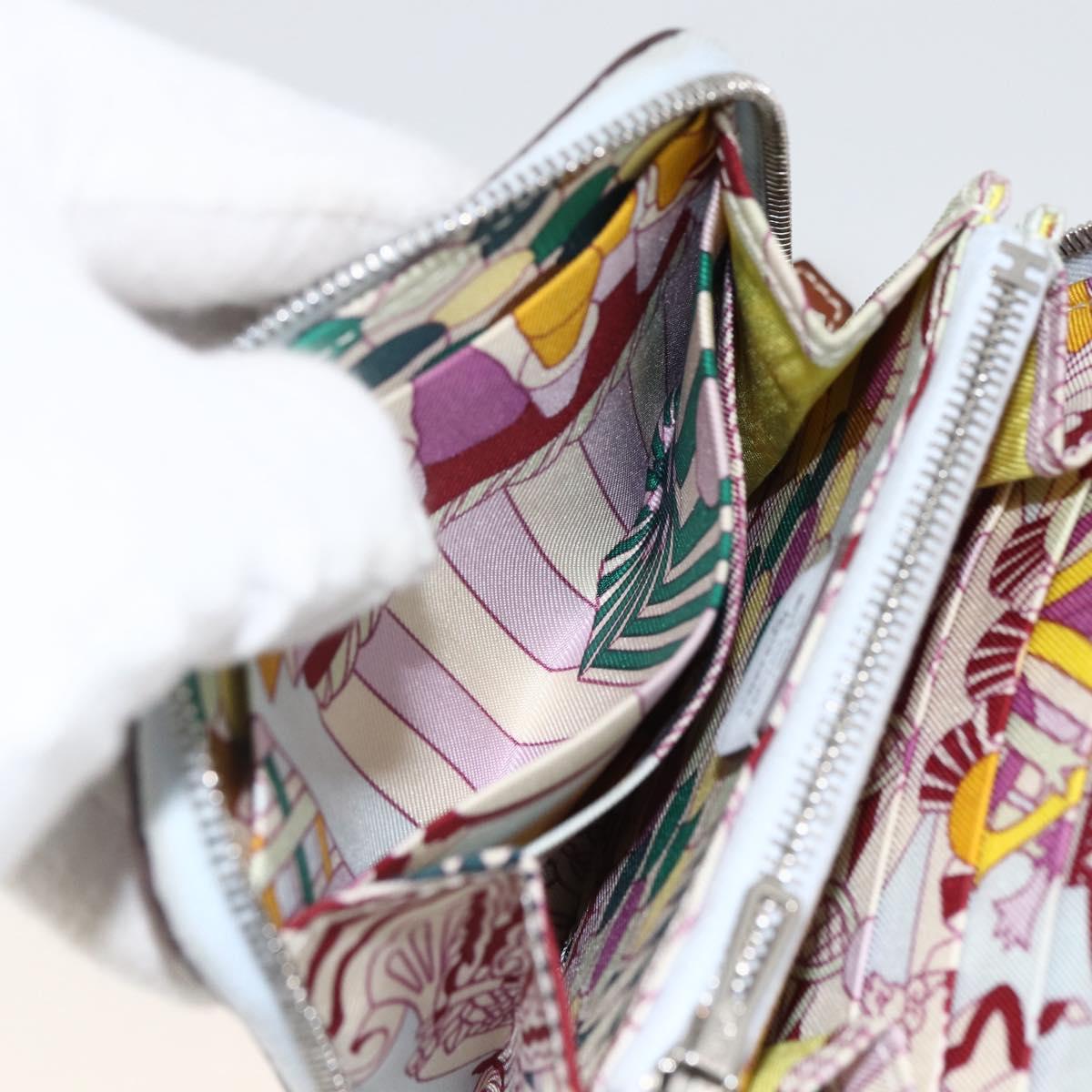 HERMES Azap Compact Silk in Wallet Leather Multicolor Silver Auth LNZ572SAM