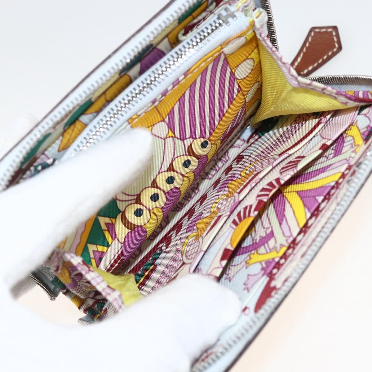 HERMES Azap Compact Silk in Wallet Leather Multicolor Silver Auth LNZ572SAM