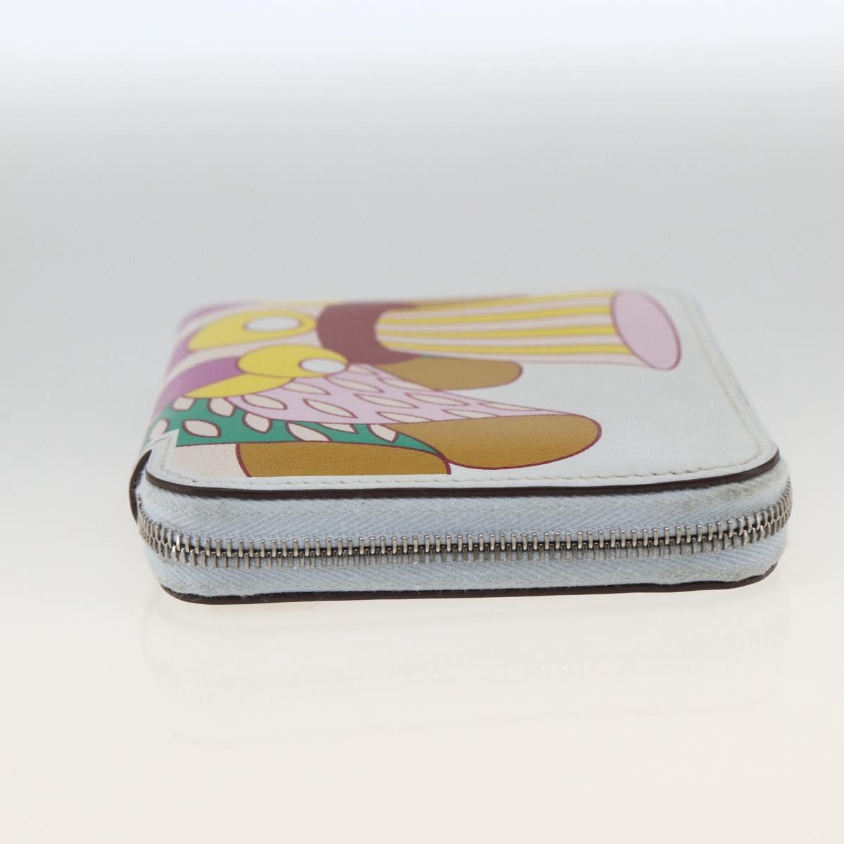 HERMES Azap Compact Silk in Wallet Leather Multicolor Silver Auth LNZ572SAM