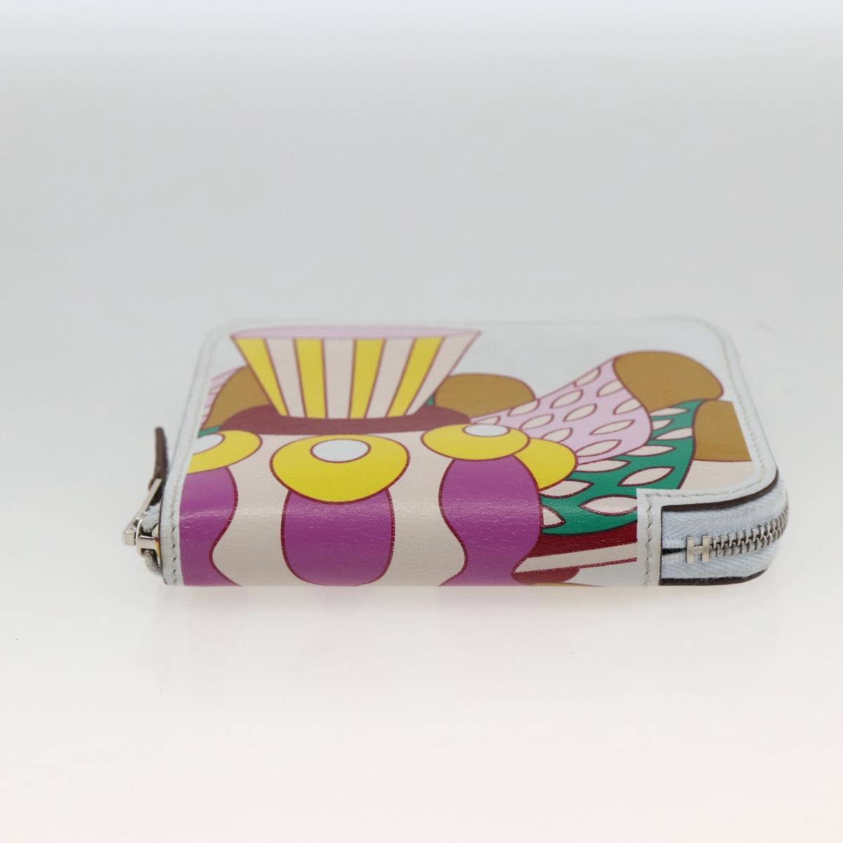 HERMES Azap Compact Silk in Wallet Leather Multicolor Silver Auth LNZ572SAM