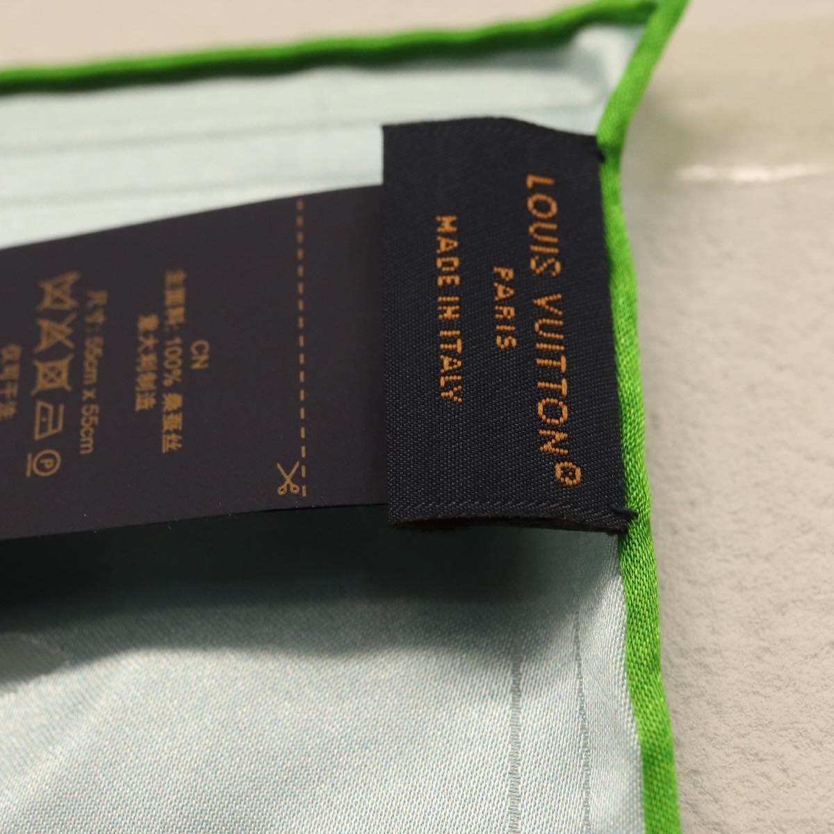 LOUIS VUITTON LV City Stamp Bandana Scarf Silk Light Blue M96939 LV Auth LNZ586M