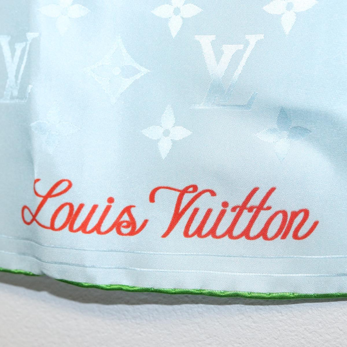 LOUIS VUITTON LV City Stamp Bandana Scarf Silk Light Blue M96939 LV Auth LNZ586M