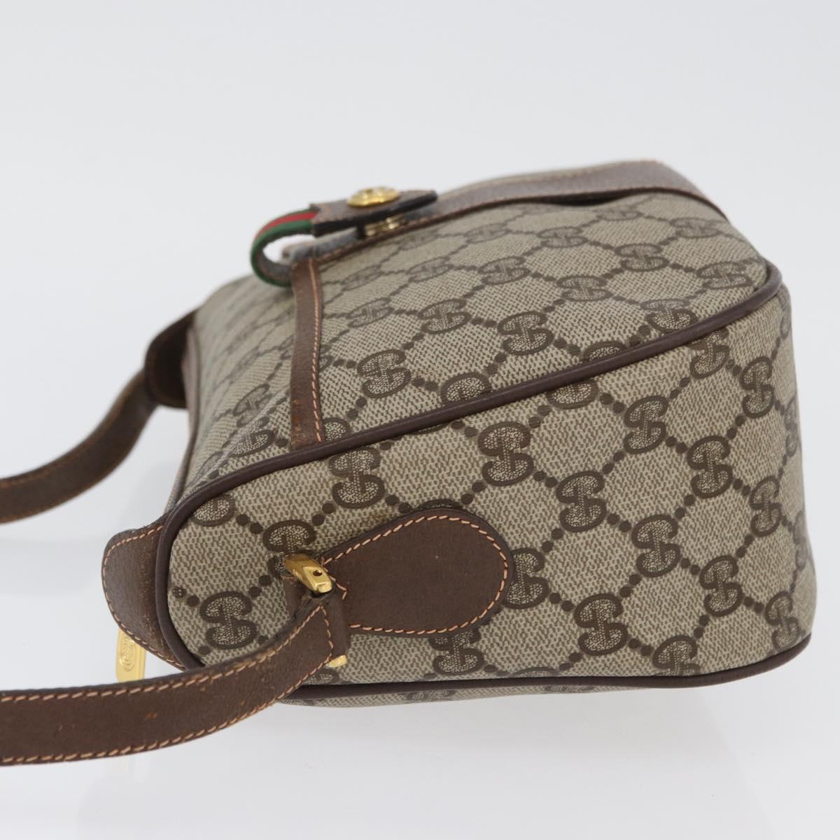 GUCCI GG Supreme Web Sherry Line Bag PVC Beige Gold 89 02 032 Auth LNZ595
