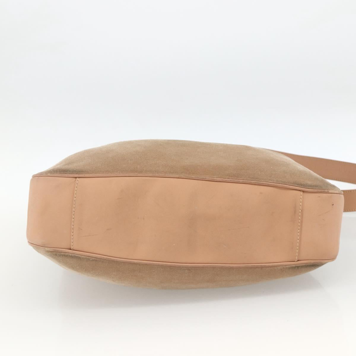 GUCCI Bamboo Shoulder Bag Suede 2way Beige Gold 001 2123 1577 Auth LNZ597