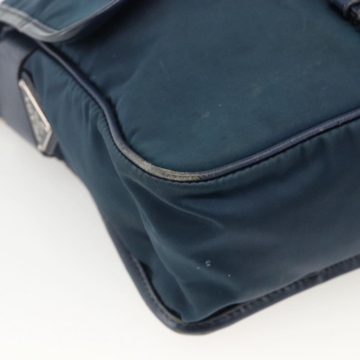 PRADA Shoulder Bag Nylon Navy Silver Auth LNZ603