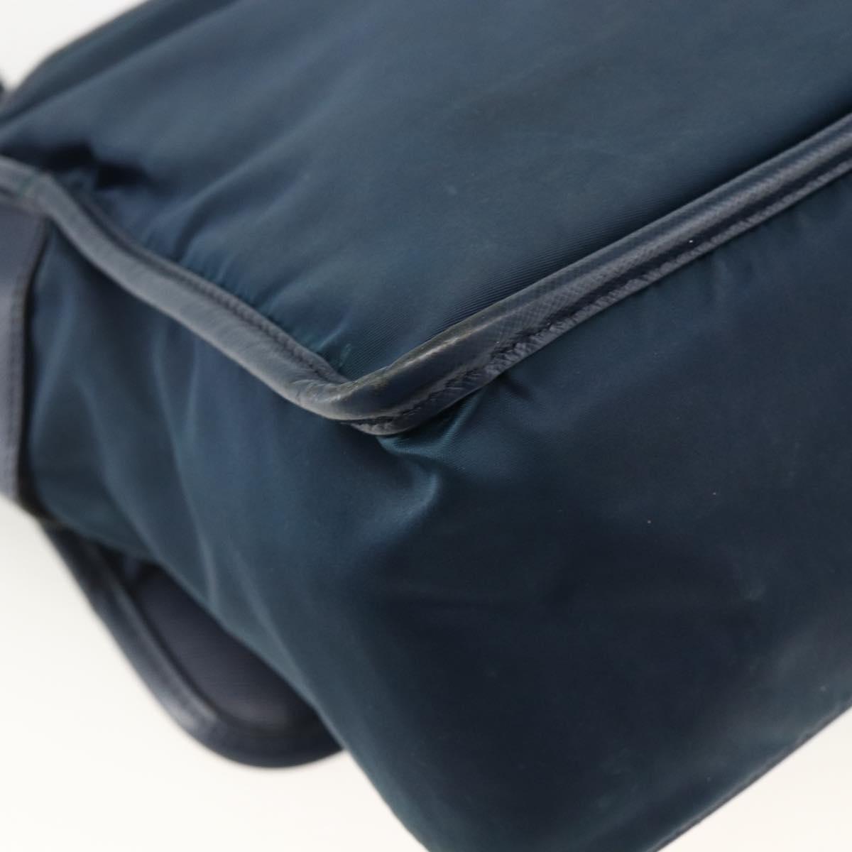 PRADA Shoulder Bag Nylon Navy Silver Auth LNZ603