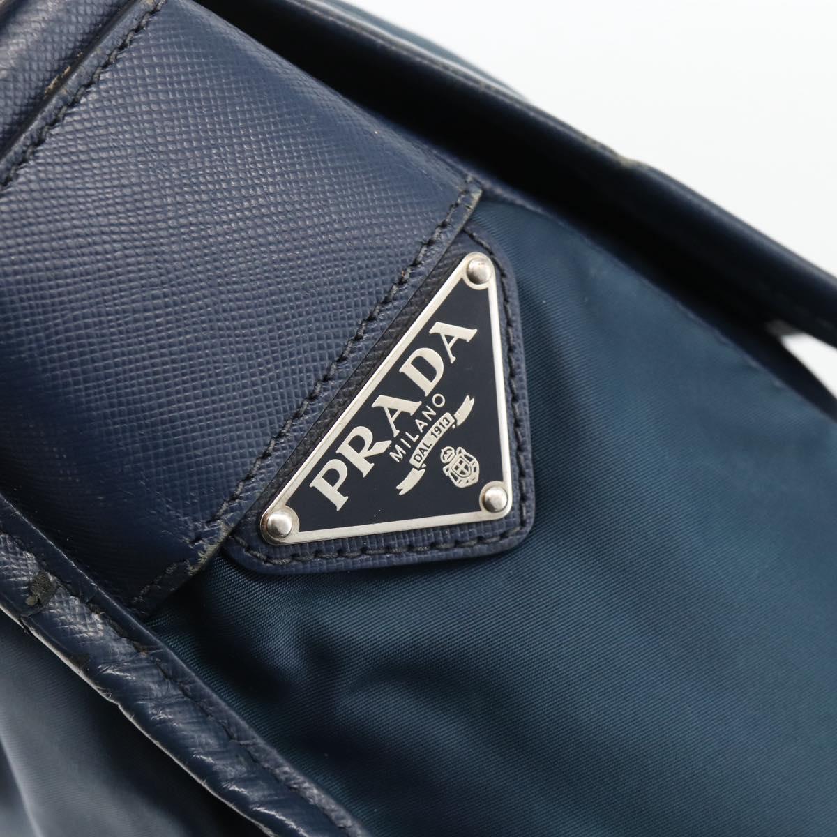 PRADA Shoulder Bag Nylon Navy Silver Auth LNZ603
