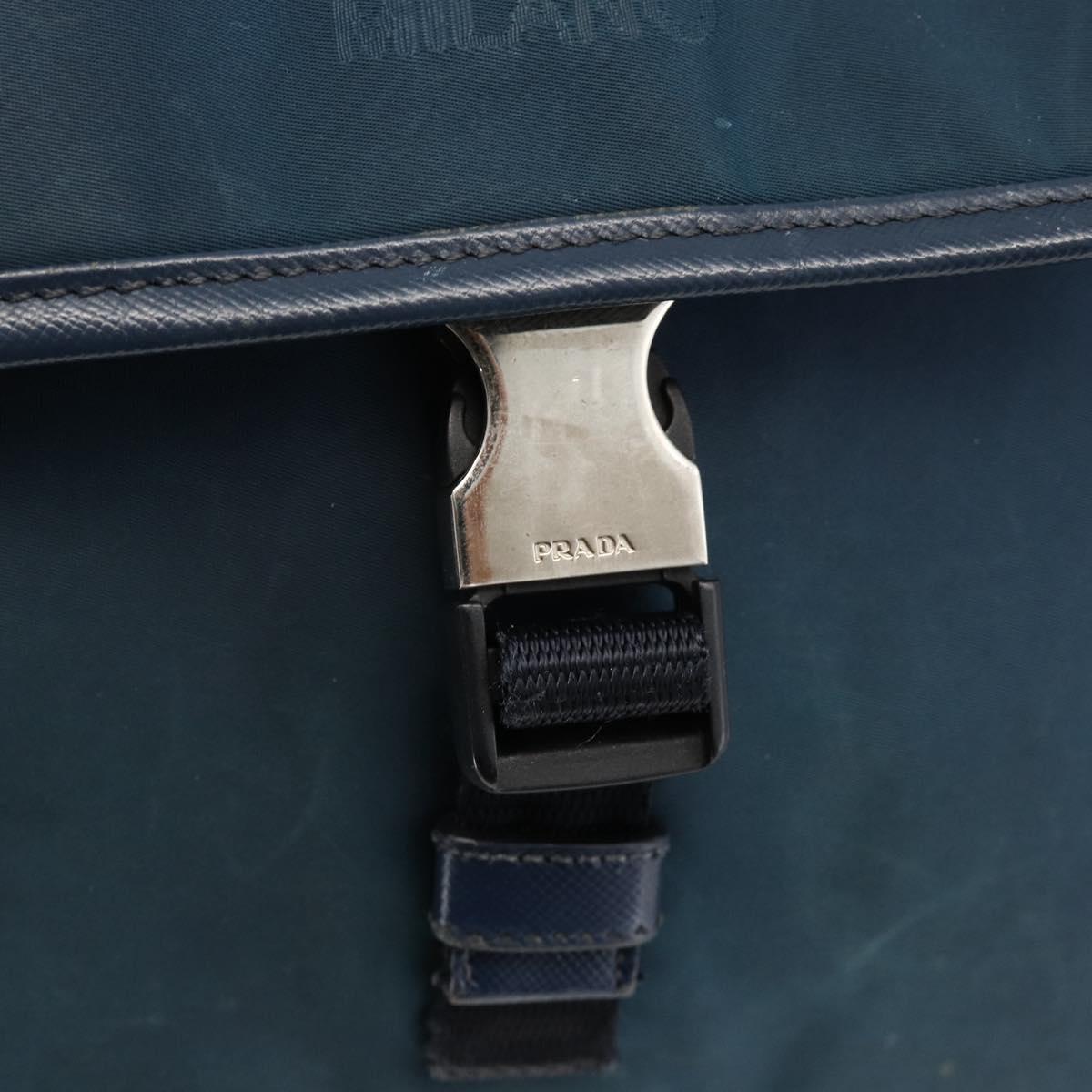 PRADA Shoulder Bag Nylon Navy Silver Auth LNZ603