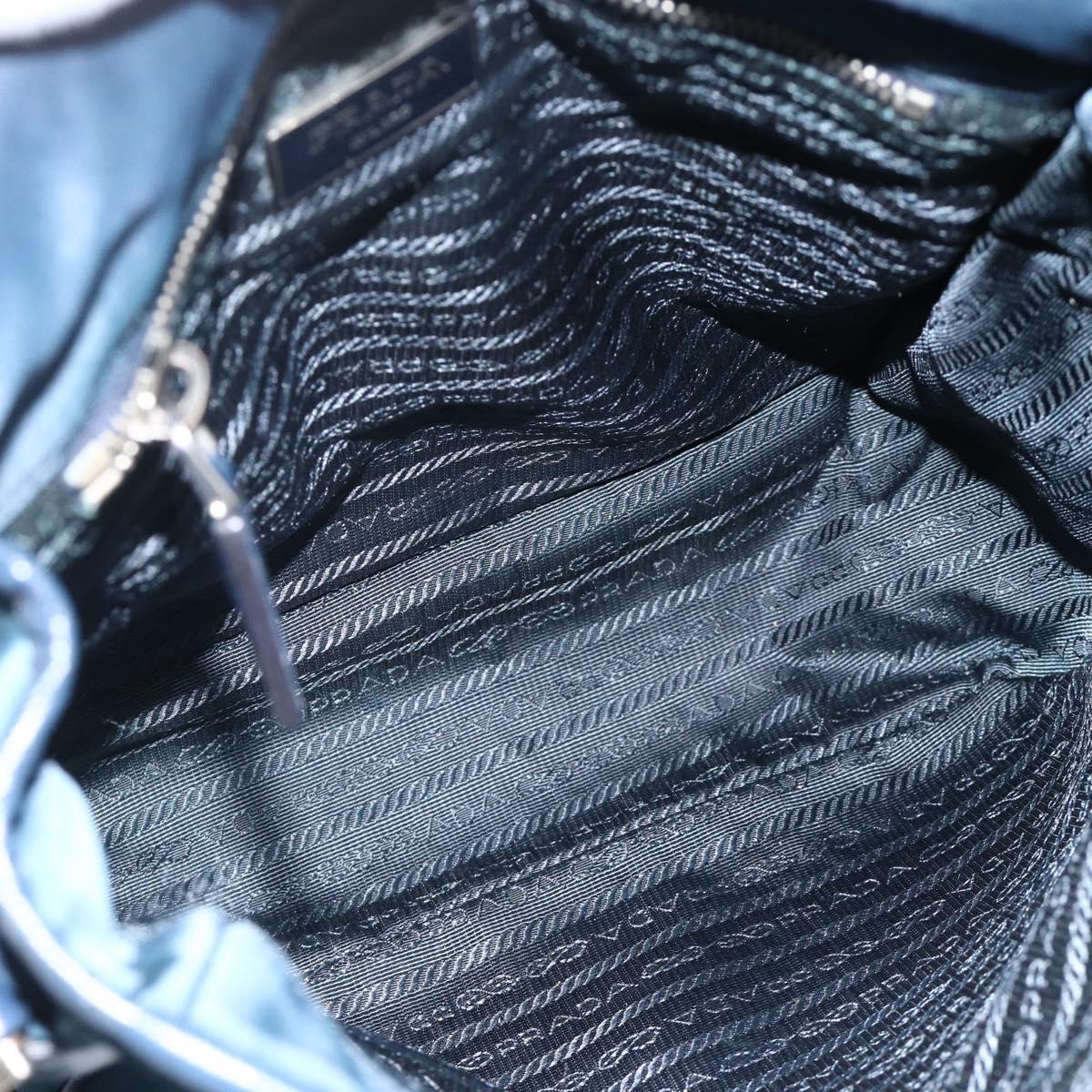 PRADA Shoulder Bag Nylon Navy Silver Auth LNZ603