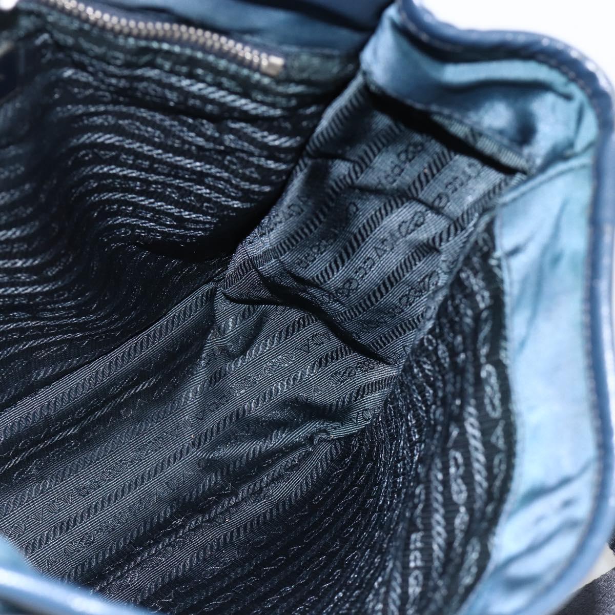 PRADA Shoulder Bag Nylon Navy Silver Auth LNZ603
