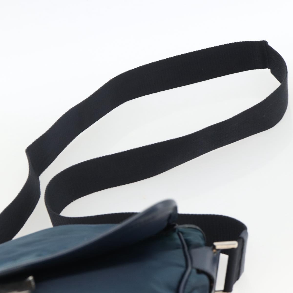 PRADA Shoulder Bag Nylon Navy Silver Auth LNZ603