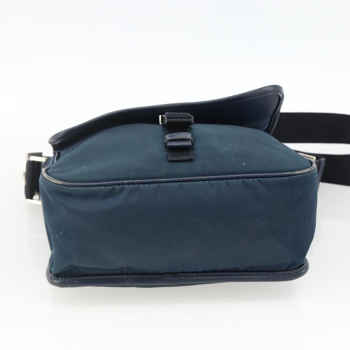 PRADA Shoulder Bag Nylon Navy Silver Auth LNZ603