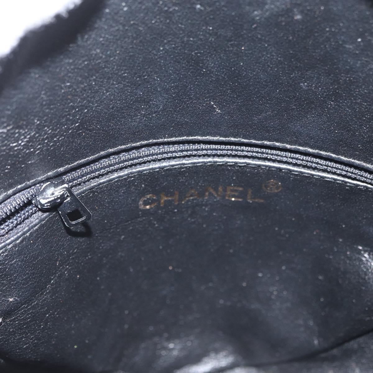CHANEL Chain Choco Bar Shoulder Bag Suede Black Gold CC Auth LNZ606A