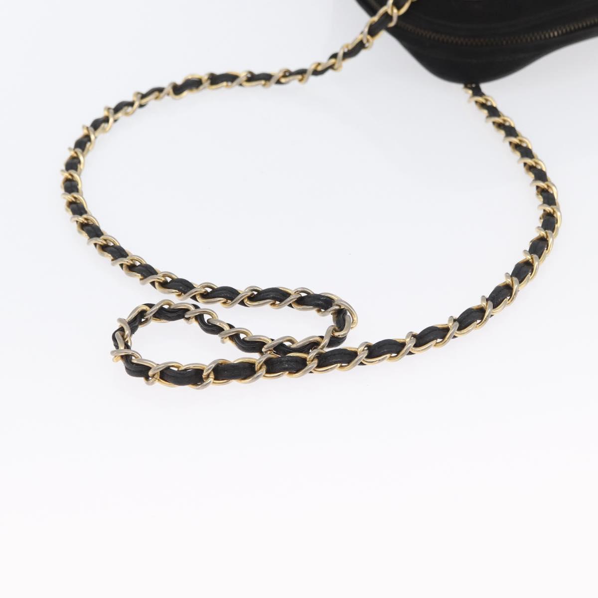 CHANEL Chain Choco Bar Shoulder Bag Suede Black Gold CC Auth LNZ606A