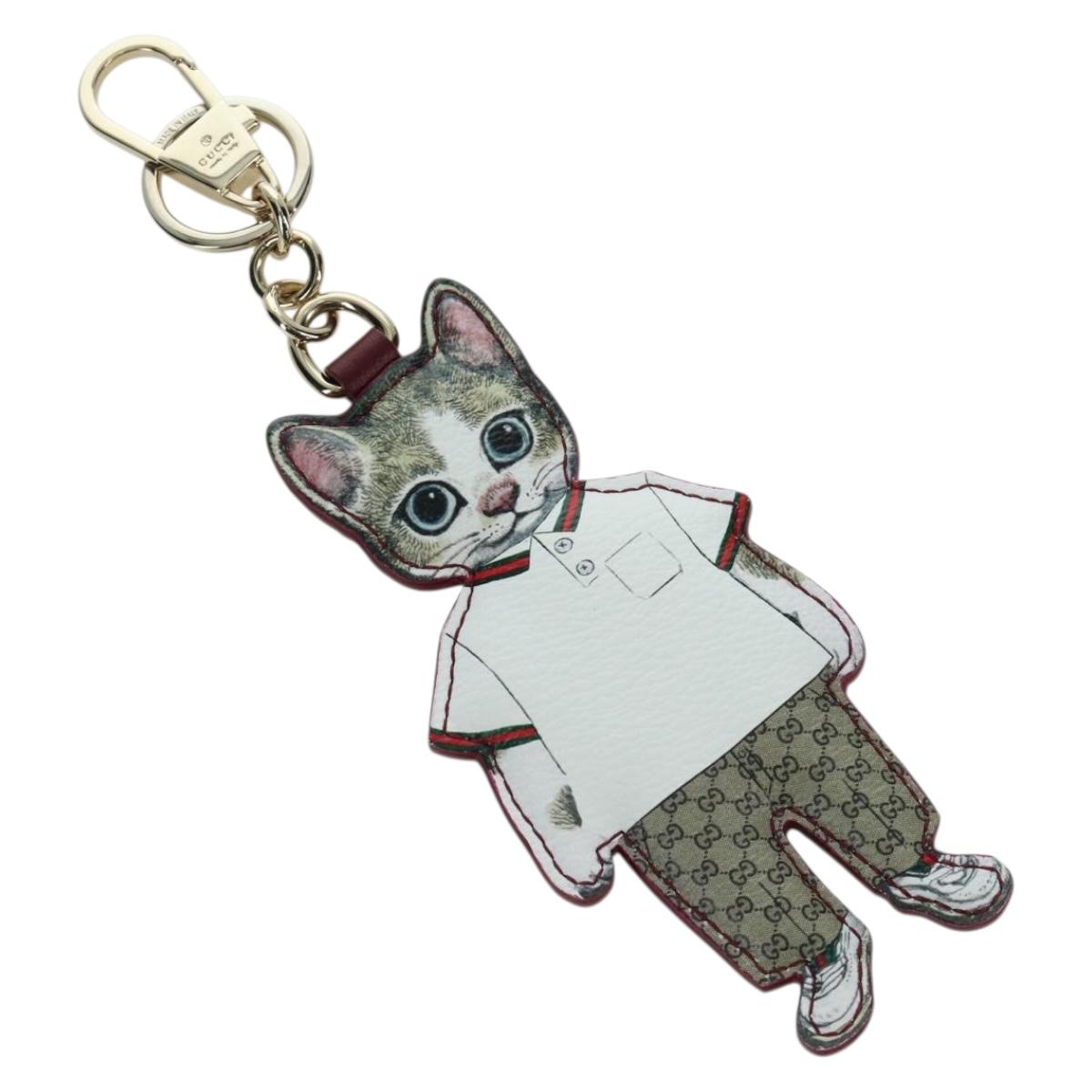 GUCCI GG Supreme Boris Yuko Higuchi Charm PVC Beige Auth LNZ613SM