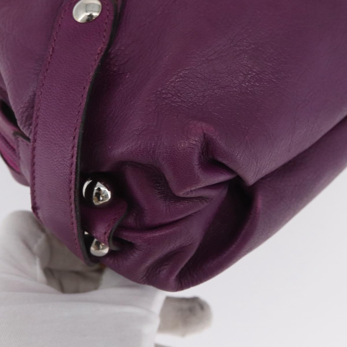 Salvatore Ferragamo Gancini Hand Bag Leather Purple Silver Auth LNZ629
