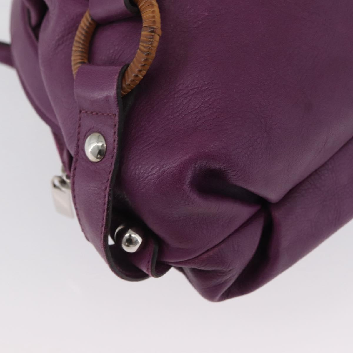 Salvatore Ferragamo Gancini Hand Bag Leather Purple Silver Auth LNZ629