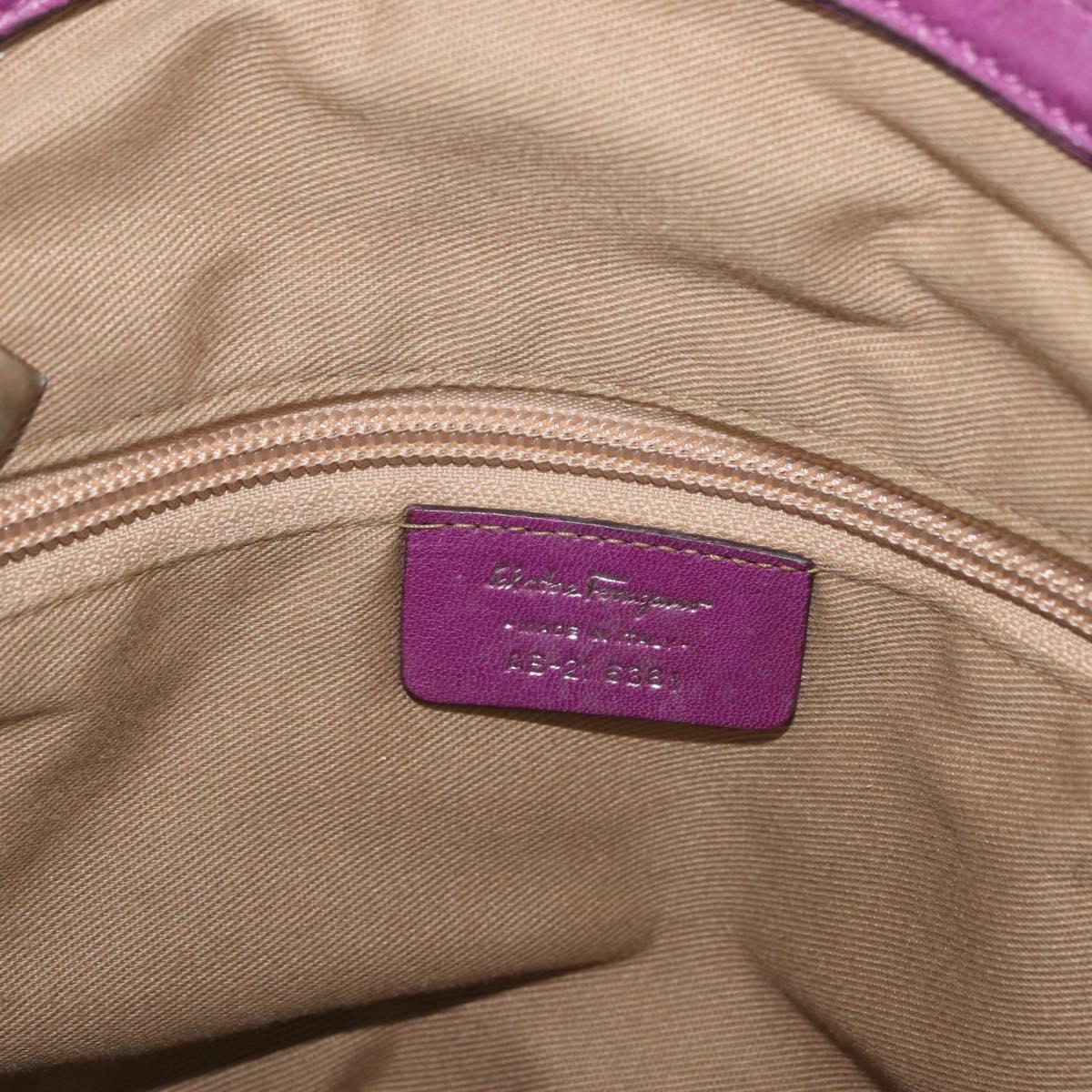 Salvatore Ferragamo Gancini Hand Bag Leather Purple Silver Auth LNZ629
