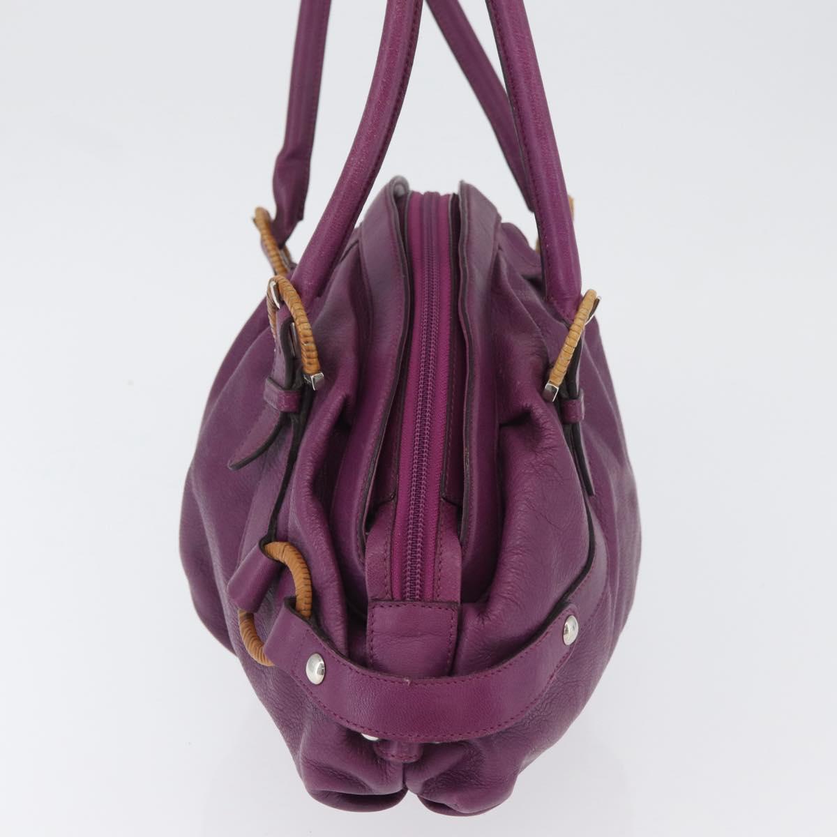 Salvatore Ferragamo Gancini Hand Bag Leather Purple Silver Auth LNZ629