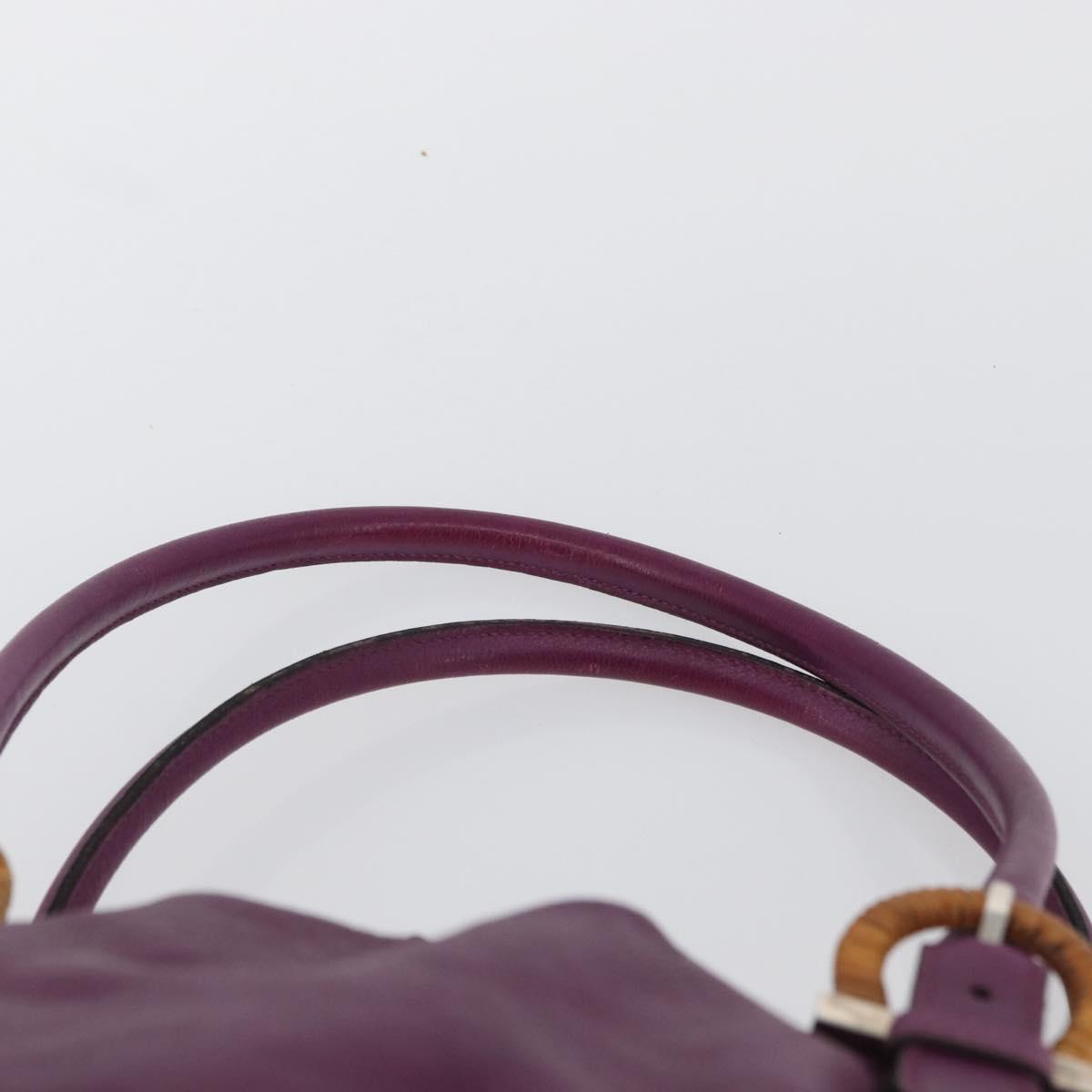 Salvatore Ferragamo Gancini Hand Bag Leather Purple Silver Auth LNZ629