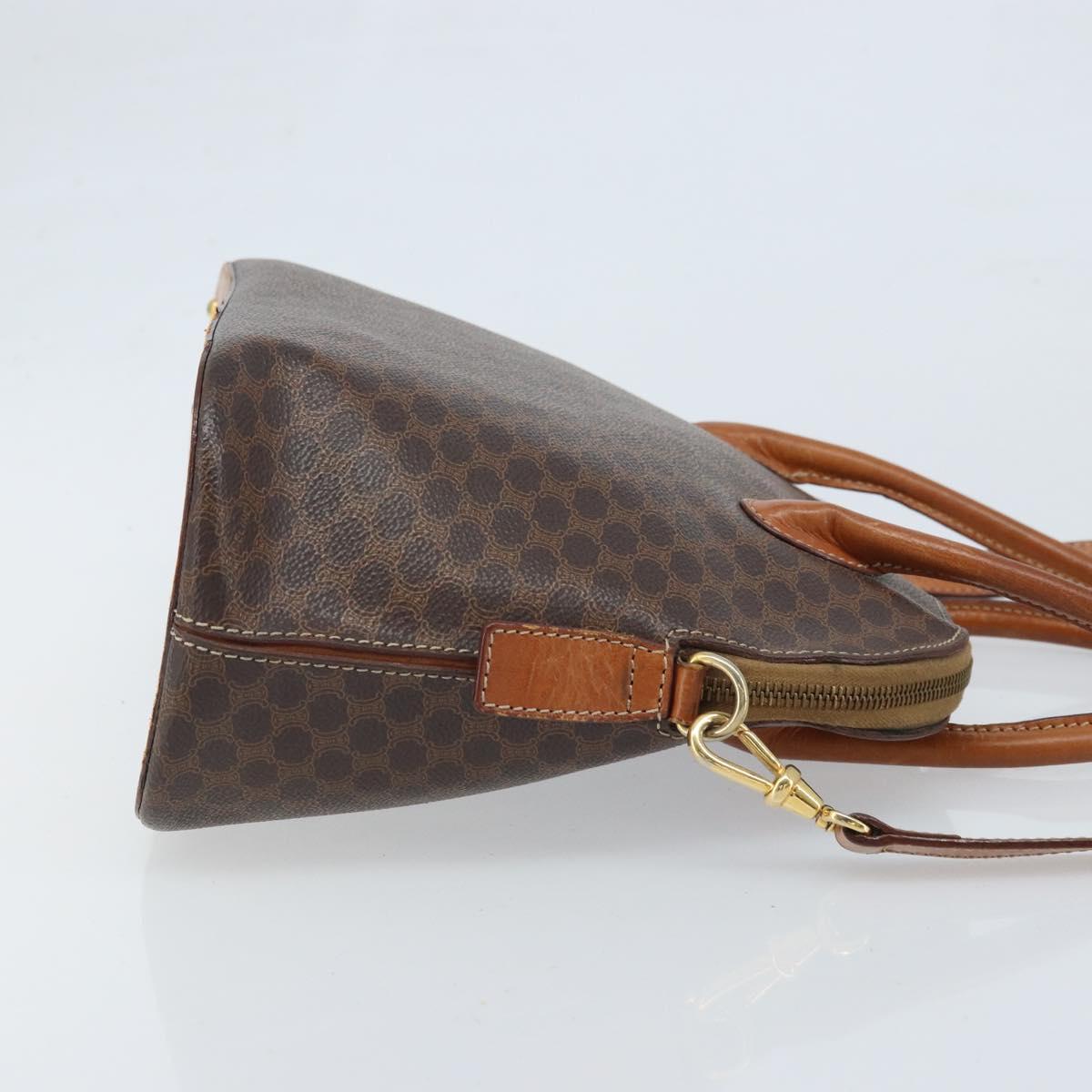 CELINE Macadam Canvas Hand Bag PVC Leather 2way Brown Gold Auth LNZ630