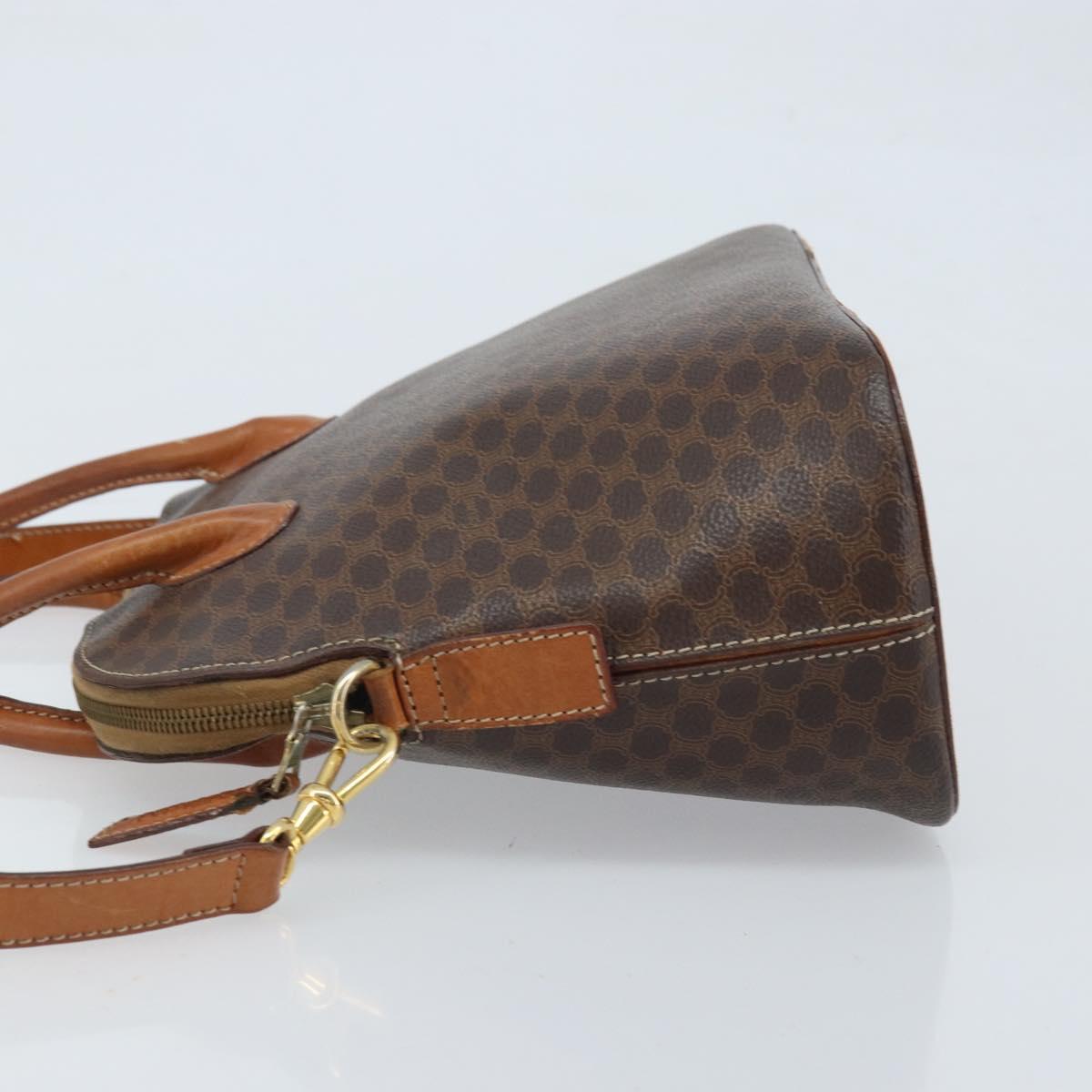 CELINE Macadam Canvas Hand Bag PVC Leather 2way Brown Gold Auth LNZ630