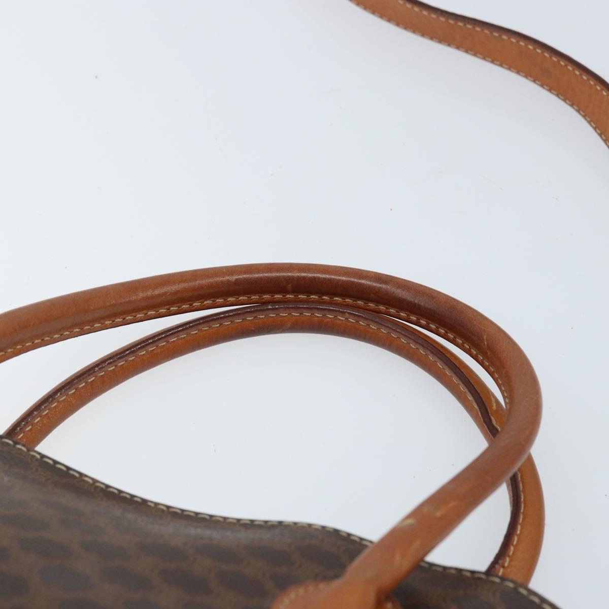 CELINE Macadam Canvas Hand Bag PVC Leather 2way Brown Gold Auth LNZ630