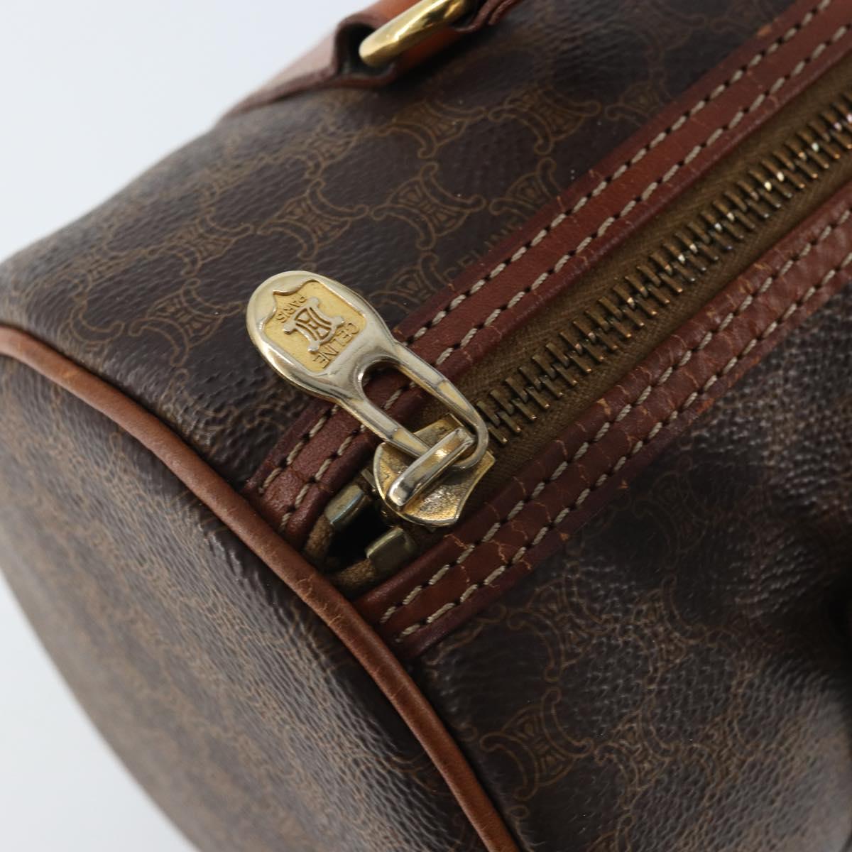 CELINE Macadam Canvas Hand Bag PVC Leather Brown Gold Auth LNZ631