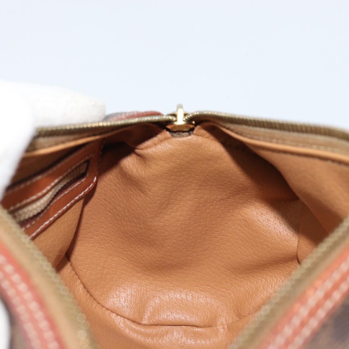 CELINE Macadam Canvas Hand Bag PVC Leather Brown Gold Auth LNZ631