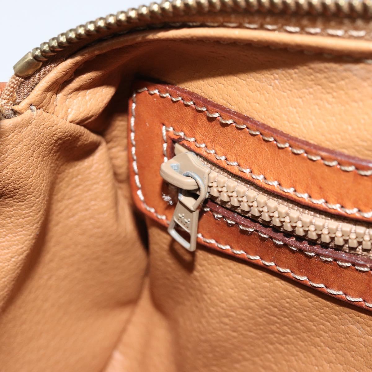 CELINE Macadam Canvas Hand Bag PVC Leather Brown Gold Auth LNZ631