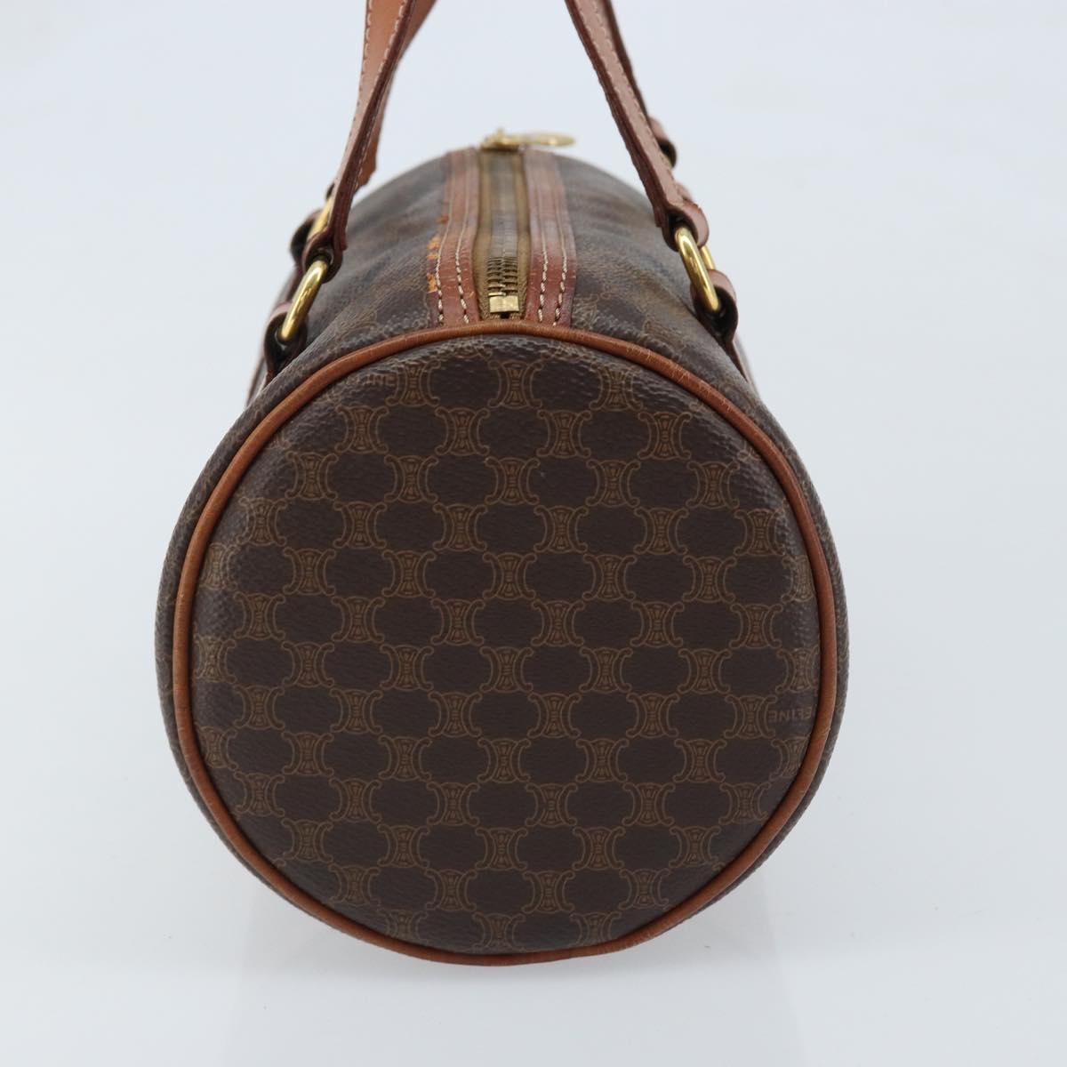 CELINE Macadam Canvas Hand Bag PVC Leather Brown Gold Auth LNZ631