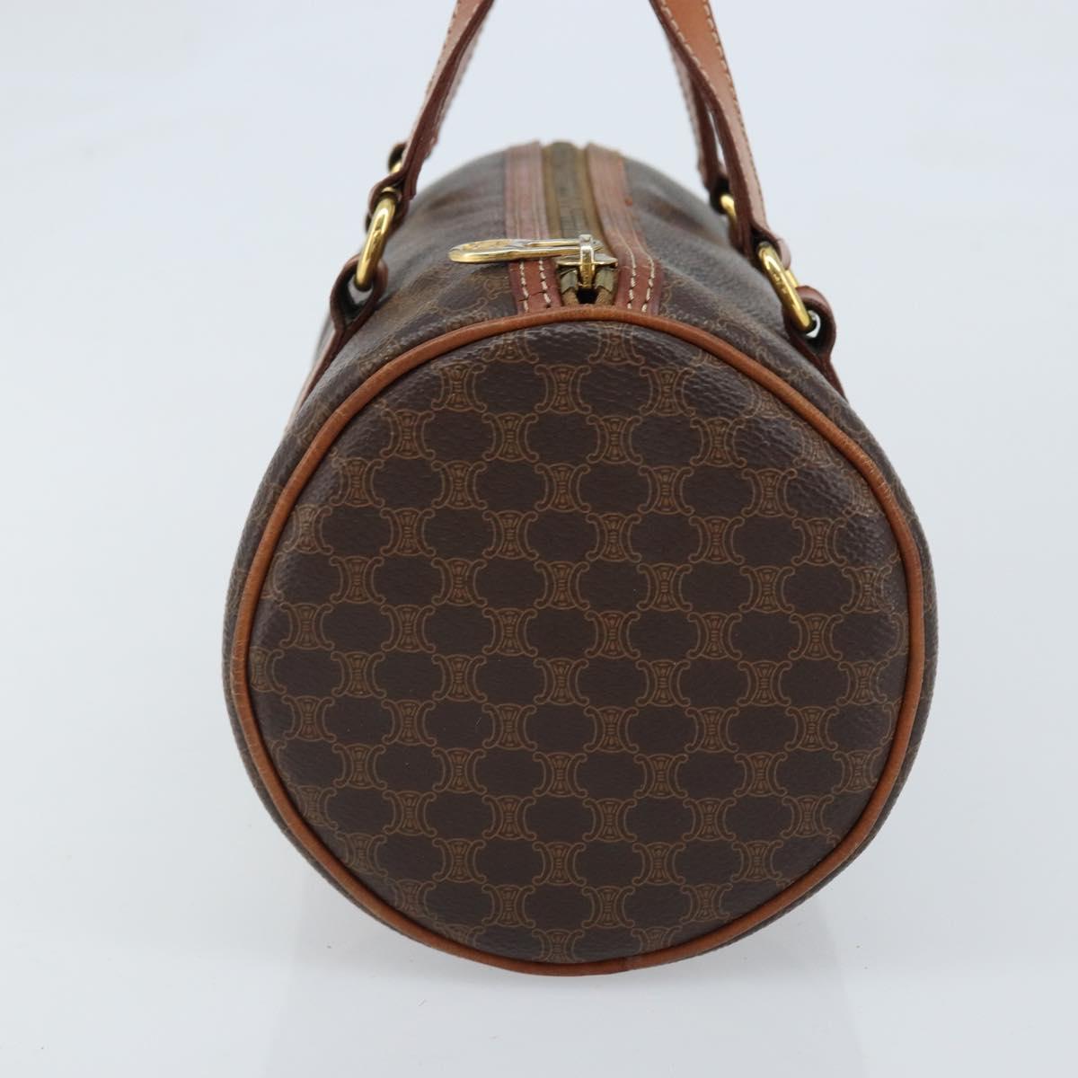 CELINE Macadam Canvas Hand Bag PVC Leather Brown Gold Auth LNZ631