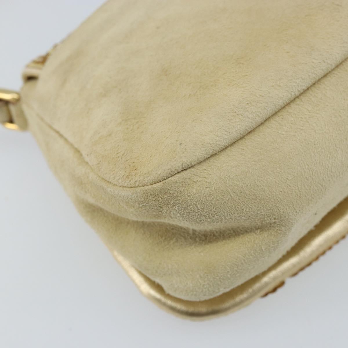 Miu Miu Shoulder Bag Sequin Gold Tone Auth LNZ632