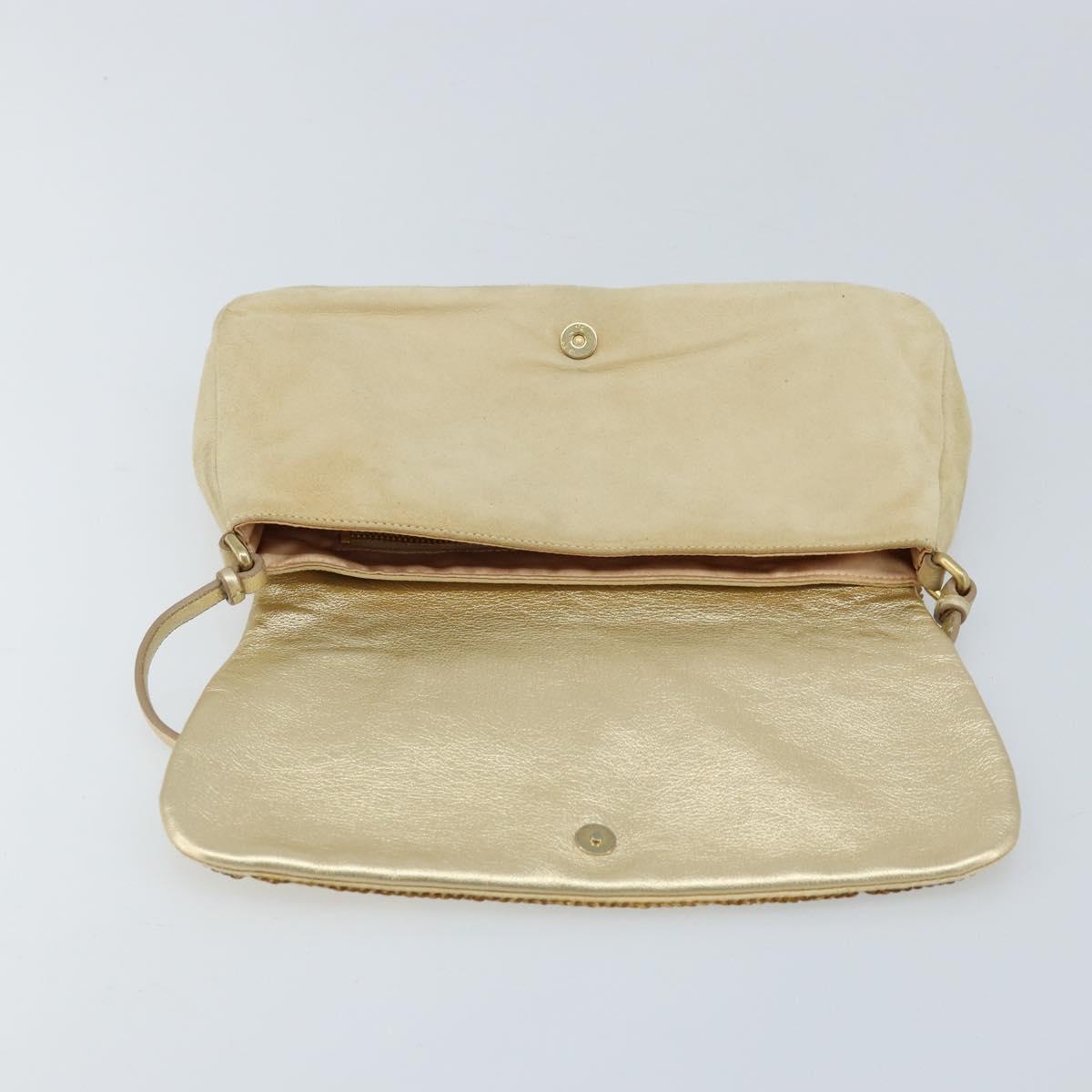 Miu Miu Shoulder Bag Sequin Gold Tone Auth LNZ632
