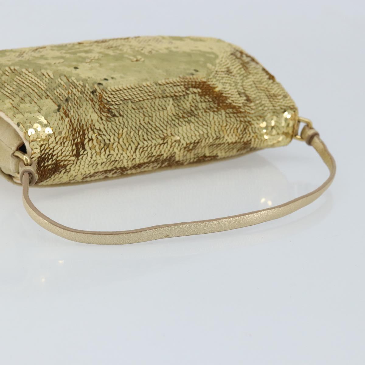 Miu Miu Shoulder Bag Sequin Gold Tone Auth LNZ632