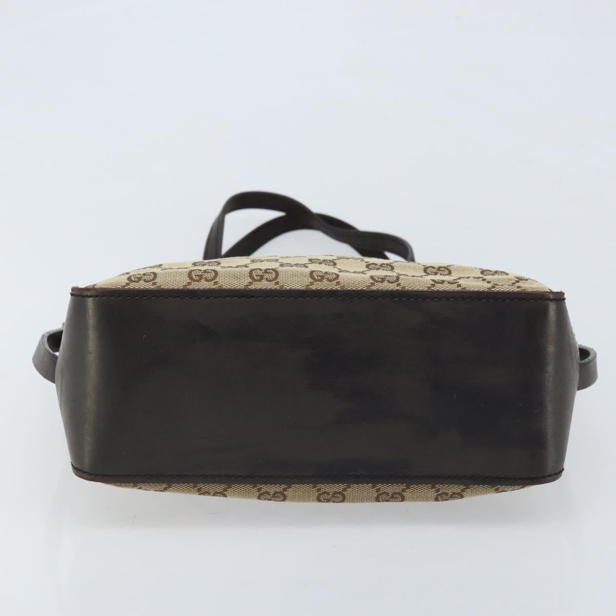 GUCCI GG Canvas Hand Bag Beige Gold 107757 Auth LNZ637