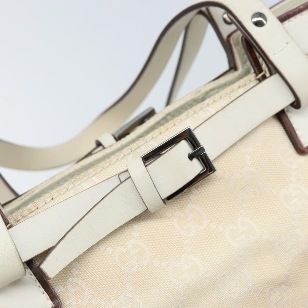 GUCCI GG Canvas Hand Bag Ivory Silver 107757 Auth LNZ640