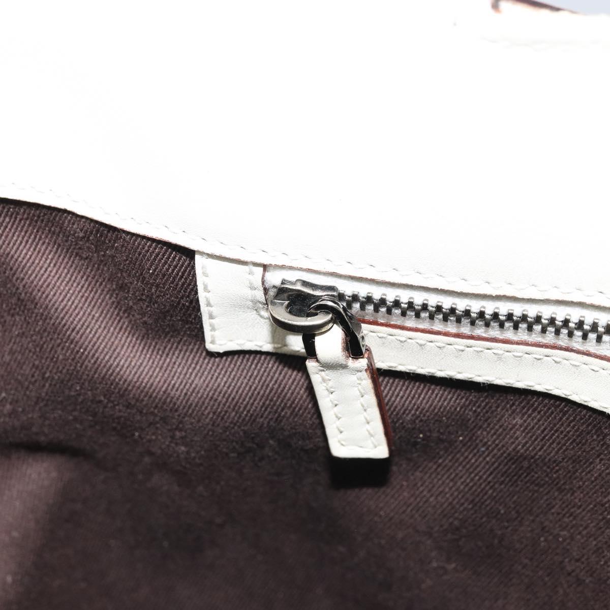 GUCCI GG Canvas Hand Bag Ivory Silver 107757 Auth LNZ640