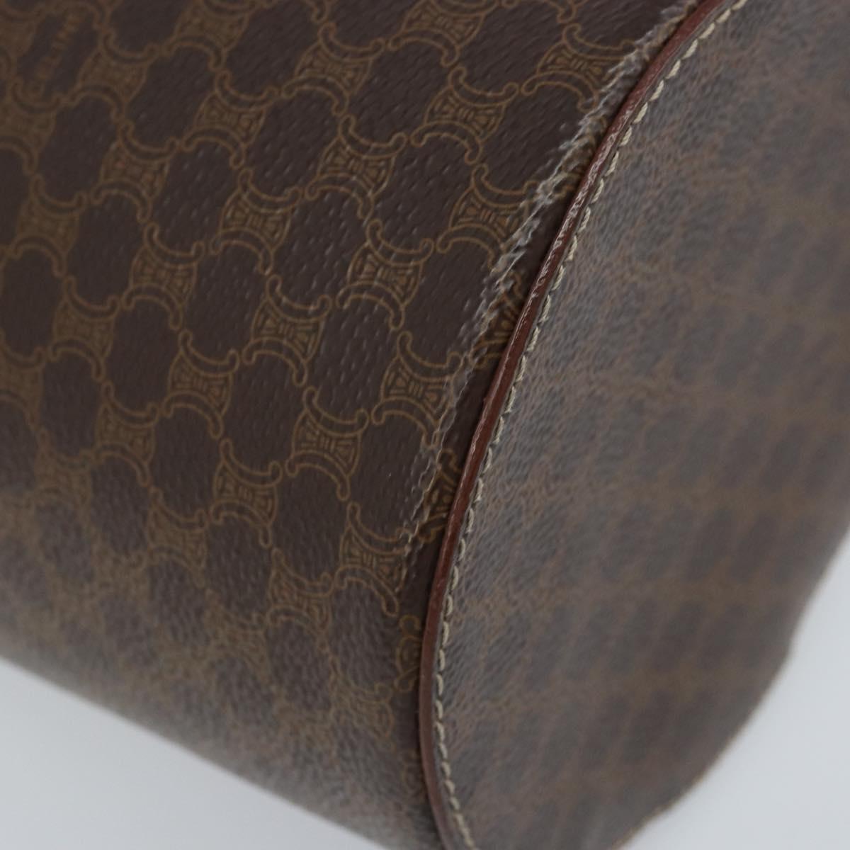 CELINE Macadam Canvas Shoulder Bag PVC Leather Brown Gold Auth LNZ654A