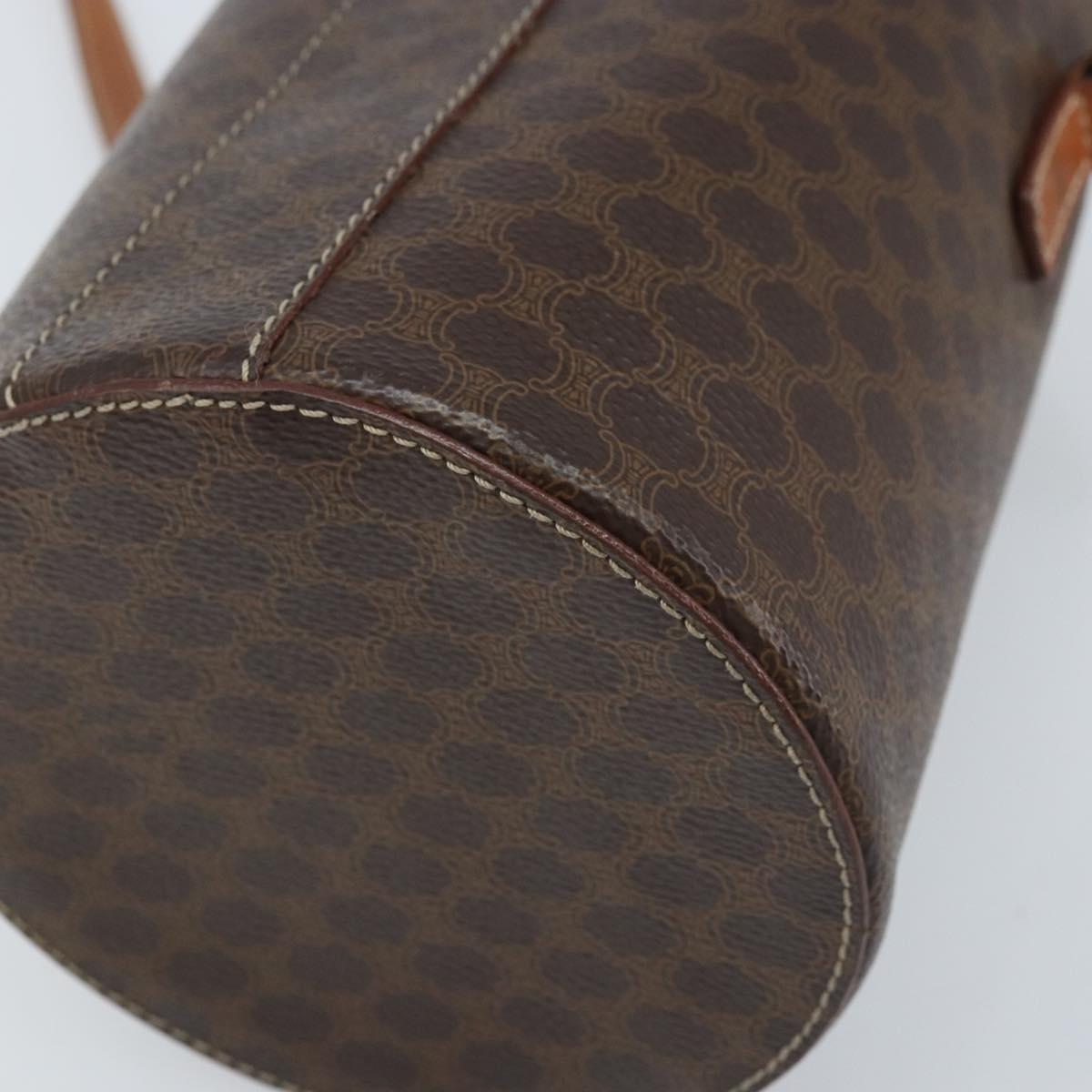CELINE Macadam Canvas Shoulder Bag PVC Leather Brown Gold Auth LNZ654A