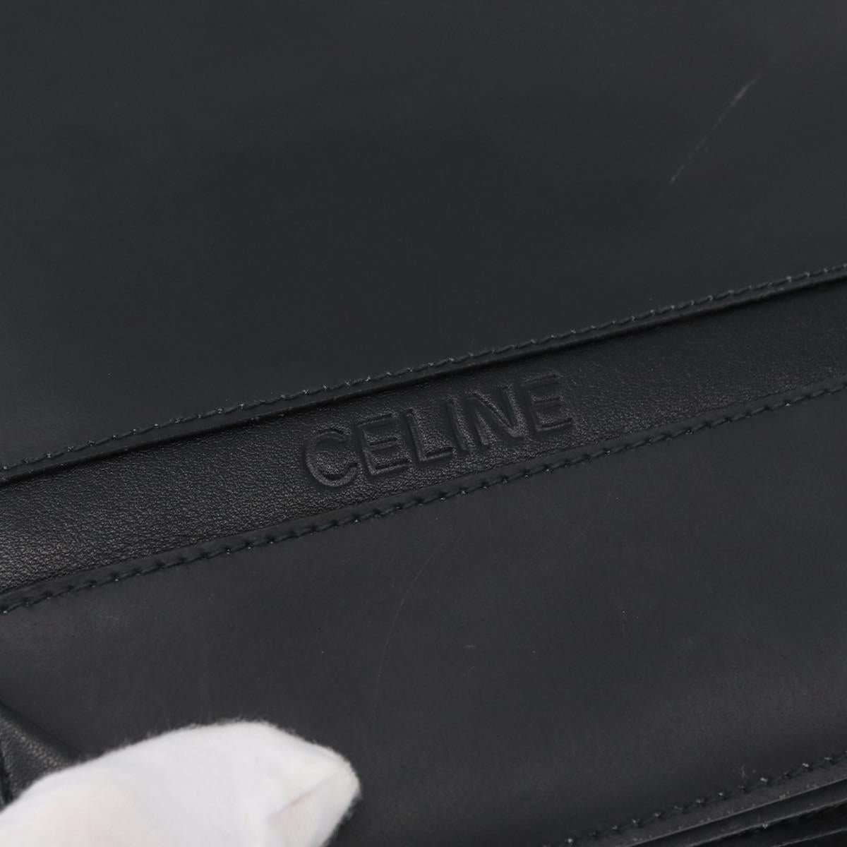 CELINE Shoulder Bag Leather Black Gold Auth LNZ656