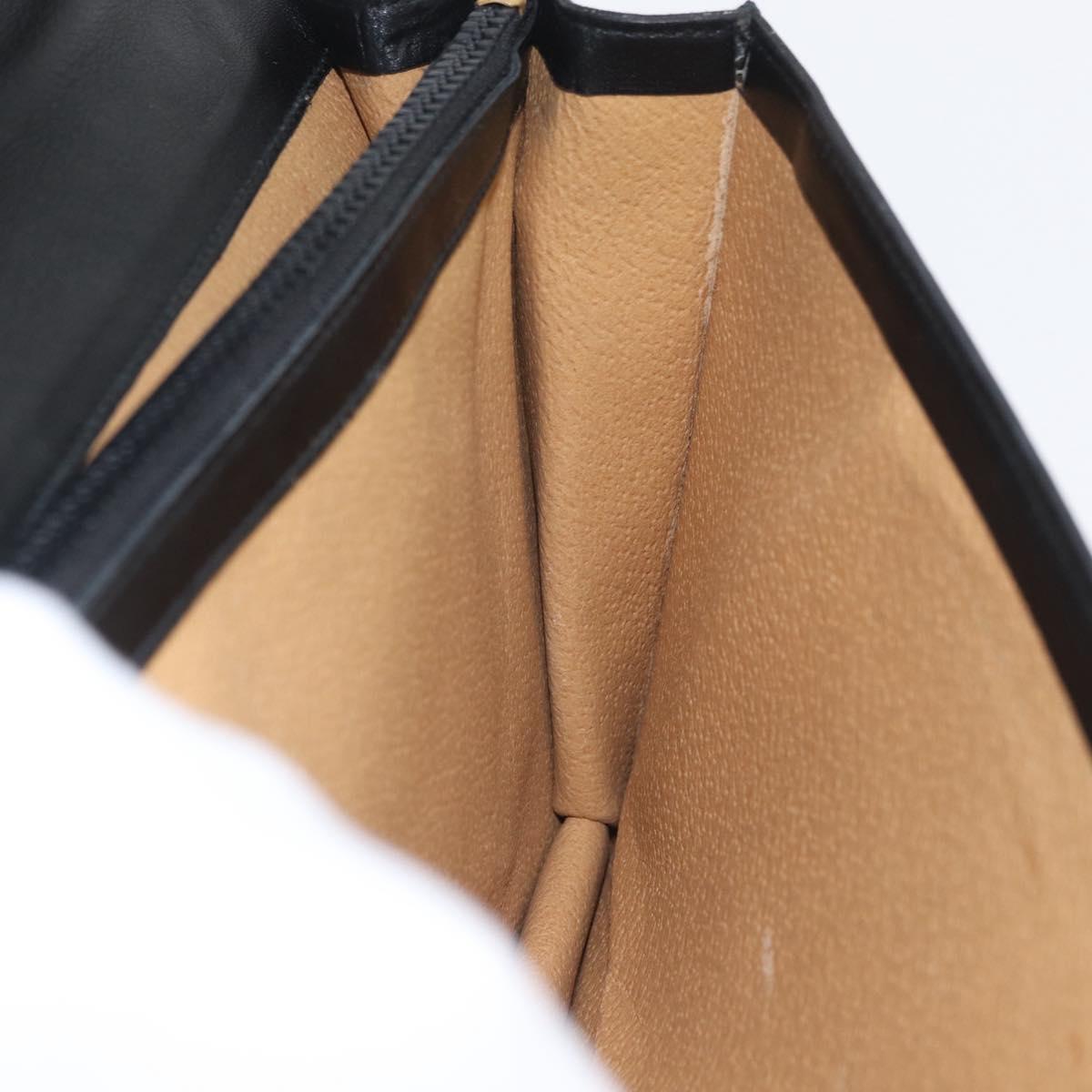 CELINE Shoulder Bag Leather Black Gold Auth LNZ656