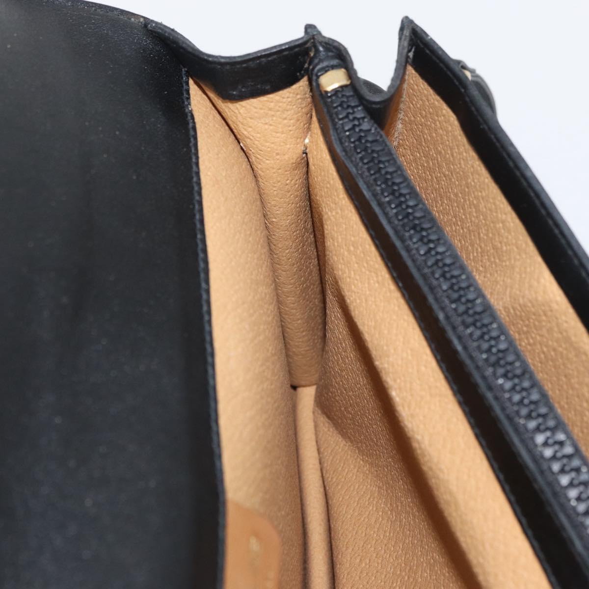 CELINE Shoulder Bag Leather Black Gold Auth LNZ656